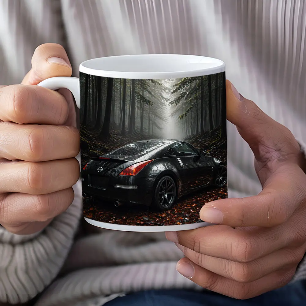 Nissan 350Z Black Wet Foggy Forest – Mugs