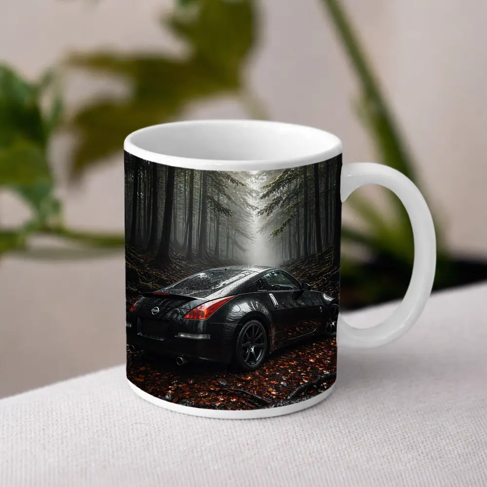 Nissan 350Z Black Wet Foggy Forest – Mugs