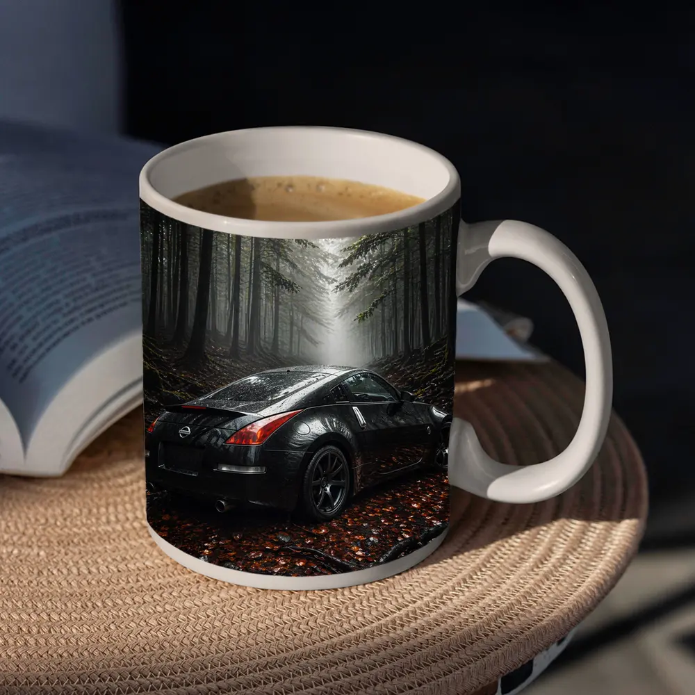 Nissan 350Z Black Wet Foggy Forest – Mugs
