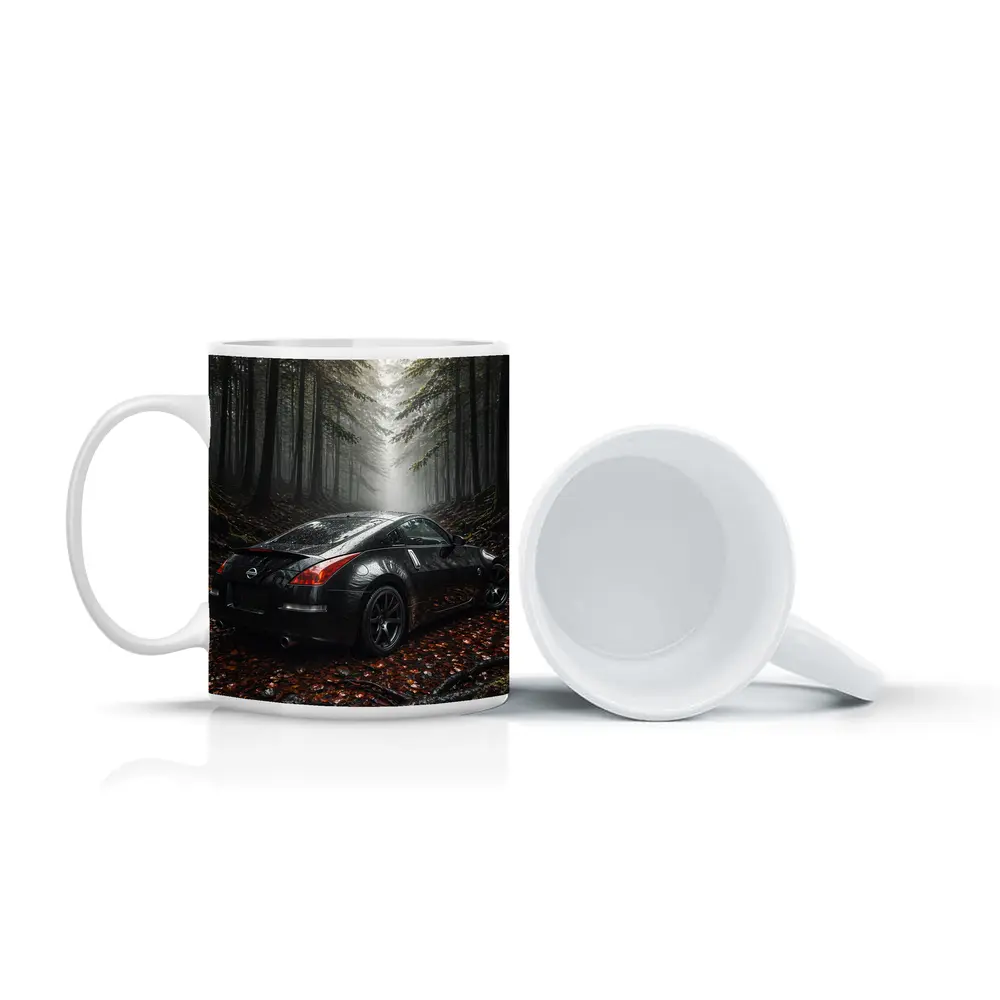 Nissan 350Z Black Wet Foggy Forest – Mugs