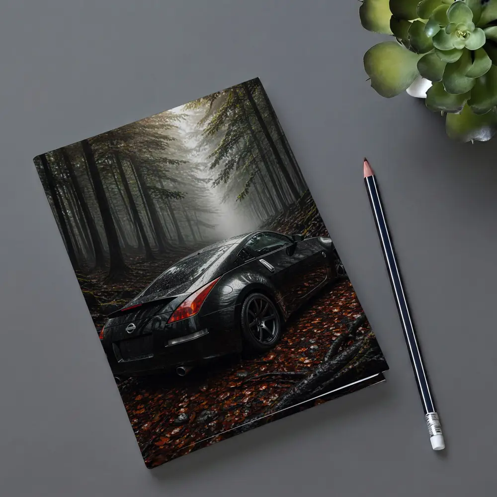 Nissan 350Z Black Wet Foggy Forest – Notebooks