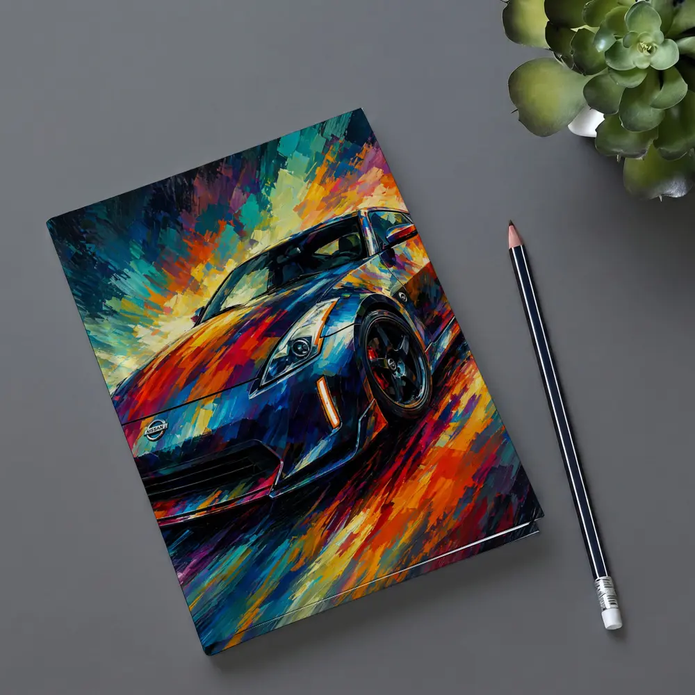 Nissan 350Z Impressionist Colorful Sports Car Art – Notebooks