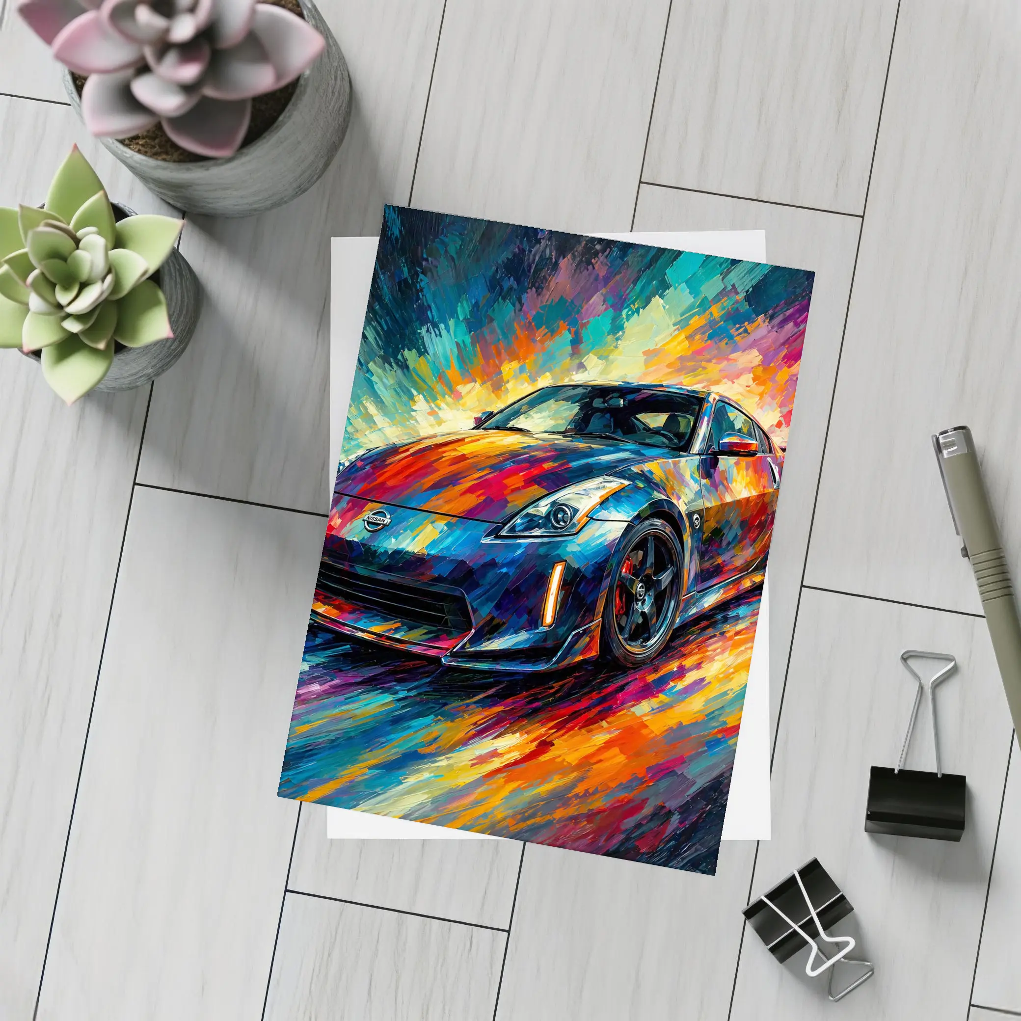 Nissan 350Z Impressionist Colorful Sports Car Art – Postcards