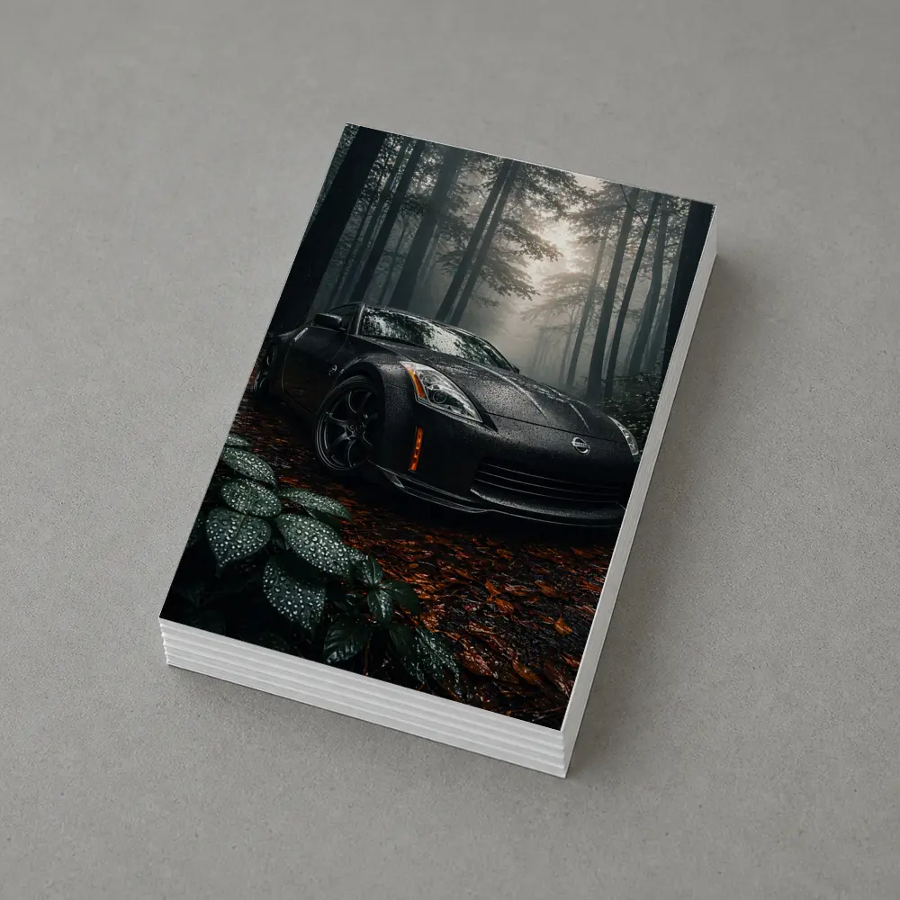 Nissan 350Z Black Wet Forest Night – Postcards