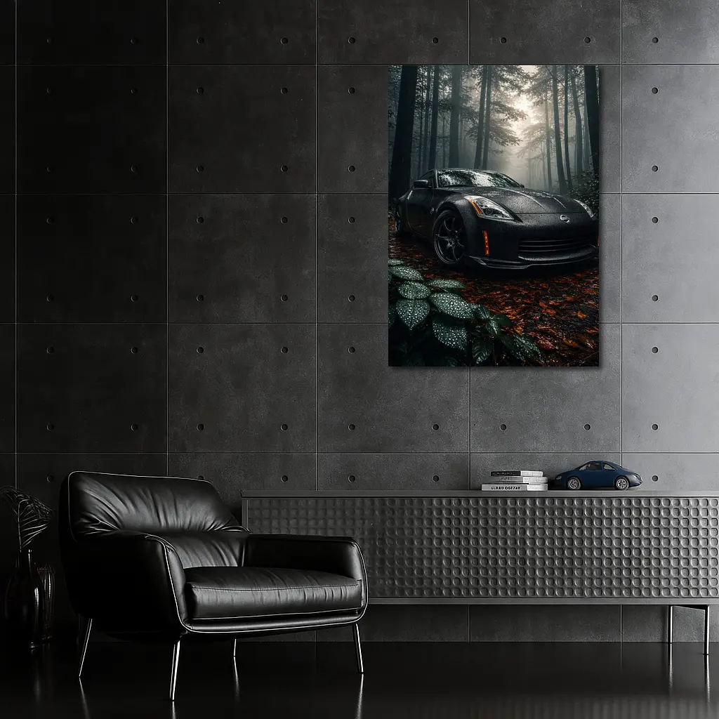 Nissan 350Z Black Wet Forest Night – Wall Art