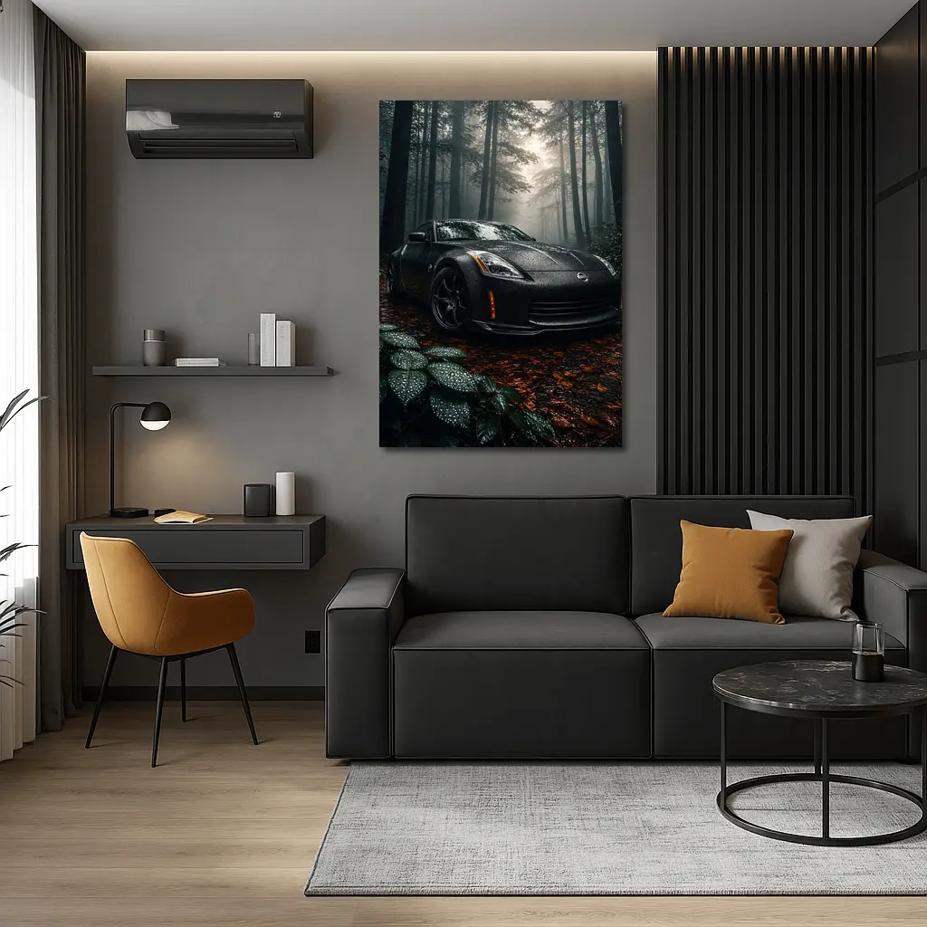 Nissan 350Z Black Wet Forest Night – Wall Art
