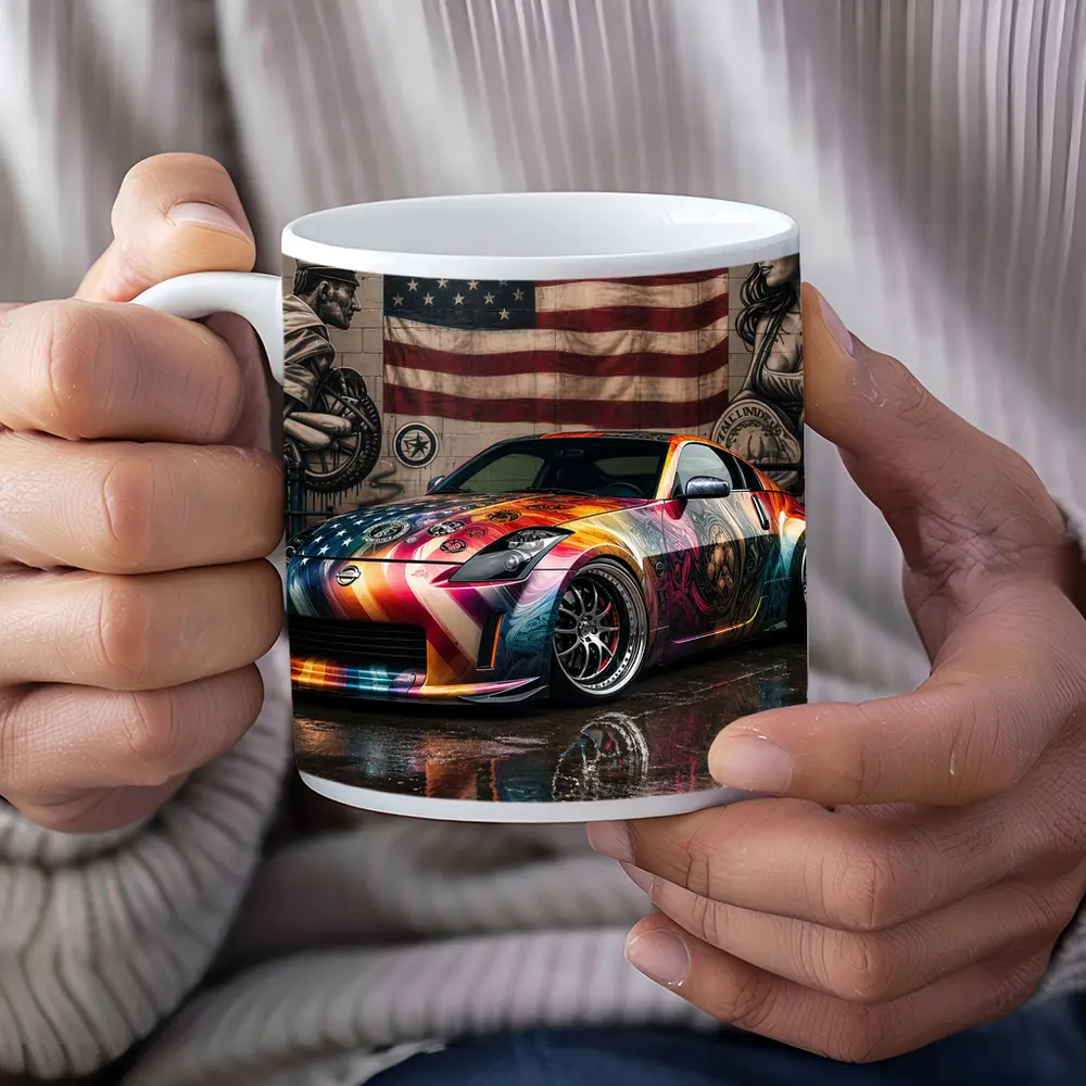 Nissan 350Z Custom Wrap American Flag Graffiti – Mugs