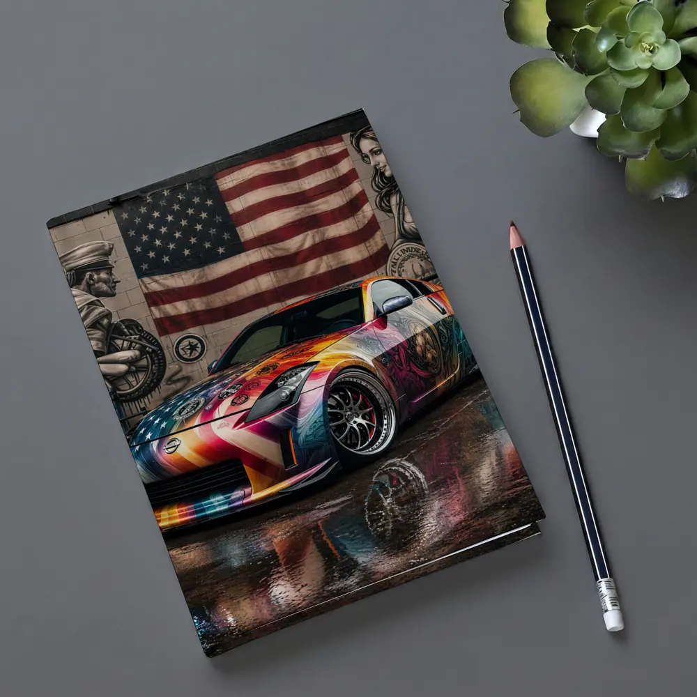 Nissan 350Z Custom Wrap American Flag Graffiti – Notebooks