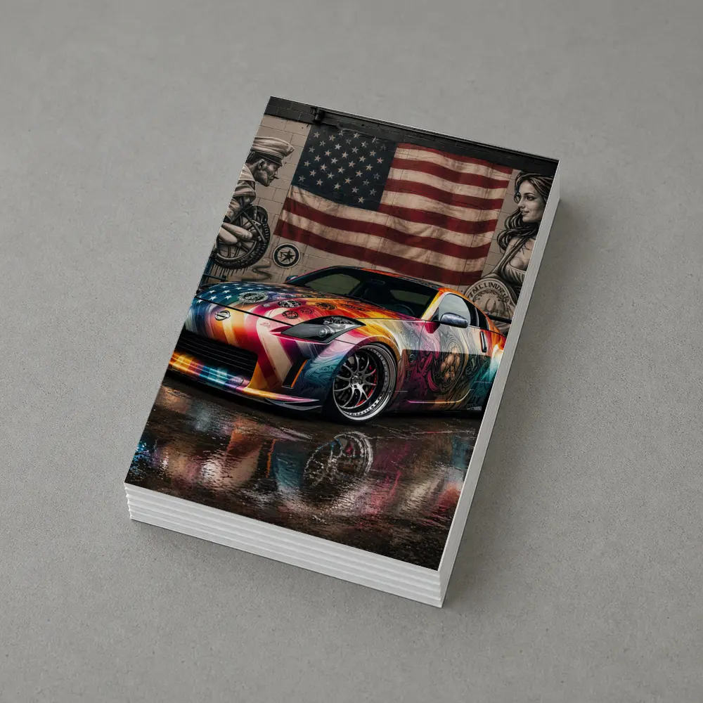 Nissan 350Z Custom Wrap American Flag Graffiti – Postcards