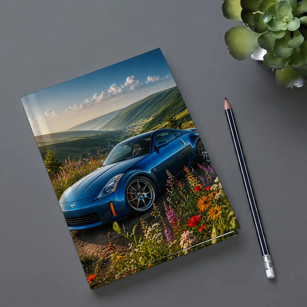 Nissan 350Z Blue Sports Car Green Hills – Notebooks