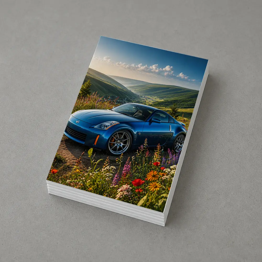 Nissan 350Z Blue Sports Car Green Hills – Postcards
