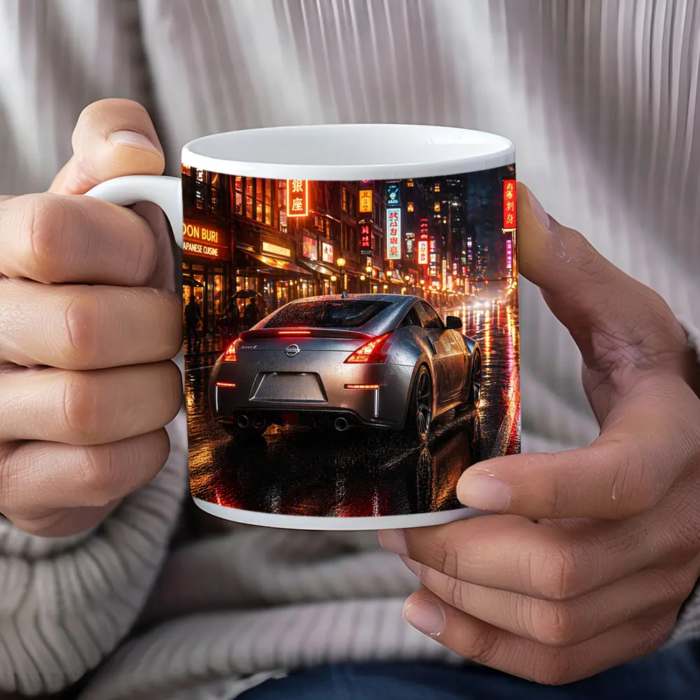Nissan 350Z Rainy Neon City Night – Mugs