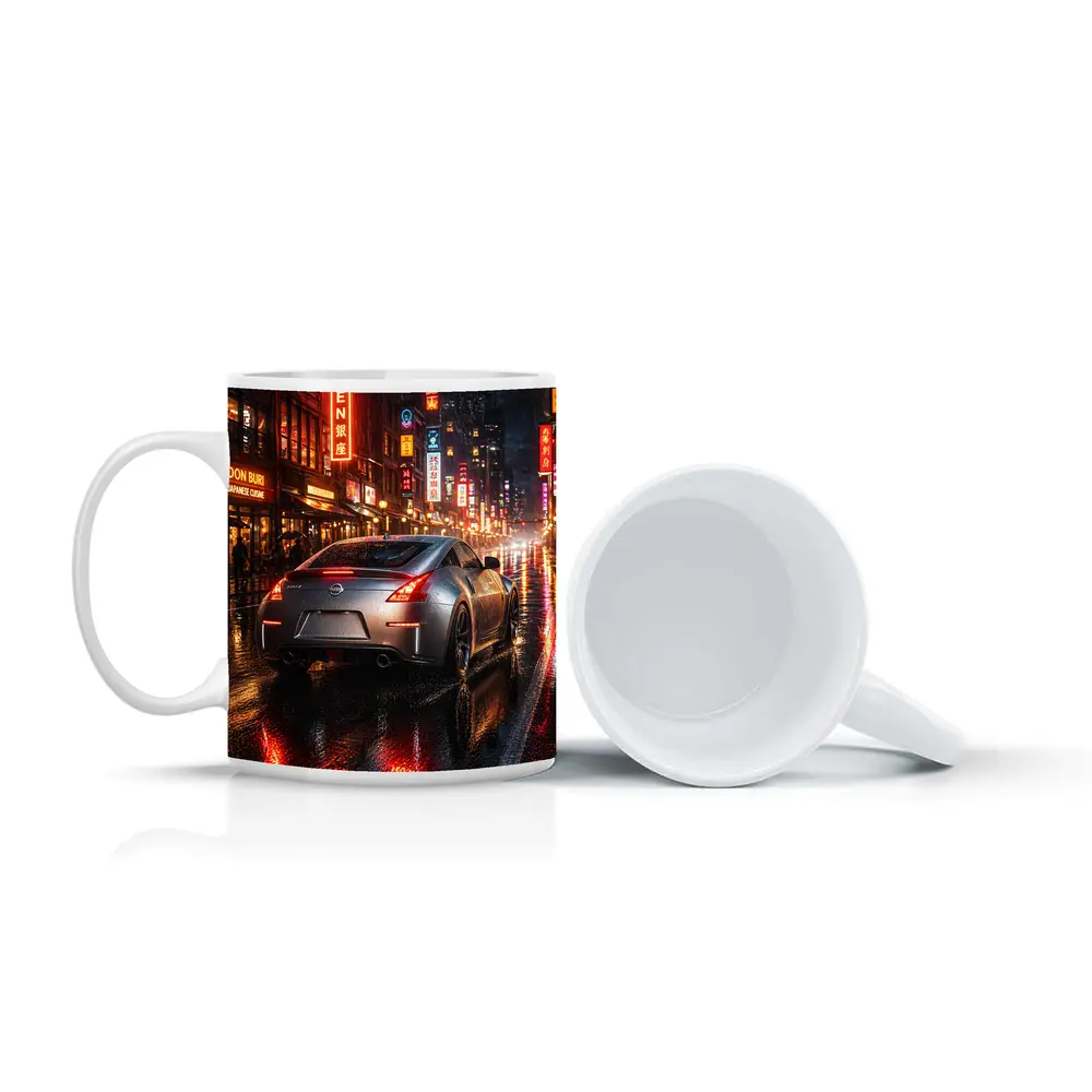 Nissan 350Z Rainy Neon City Night – Mugs