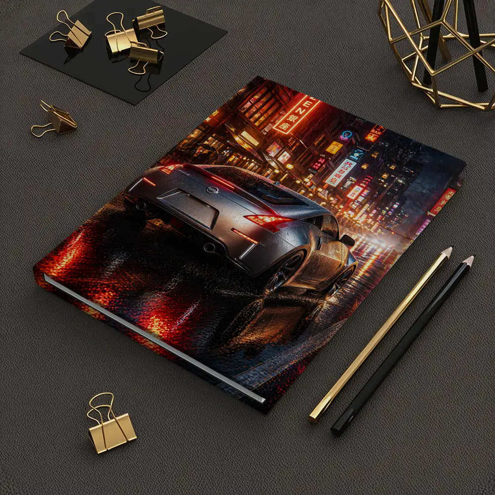 Nissan 350Z Rainy Neon City Night – Notebooks