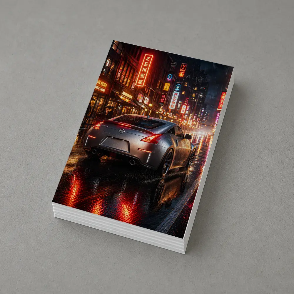 Nissan 350Z Rainy Neon City Night – Postcards