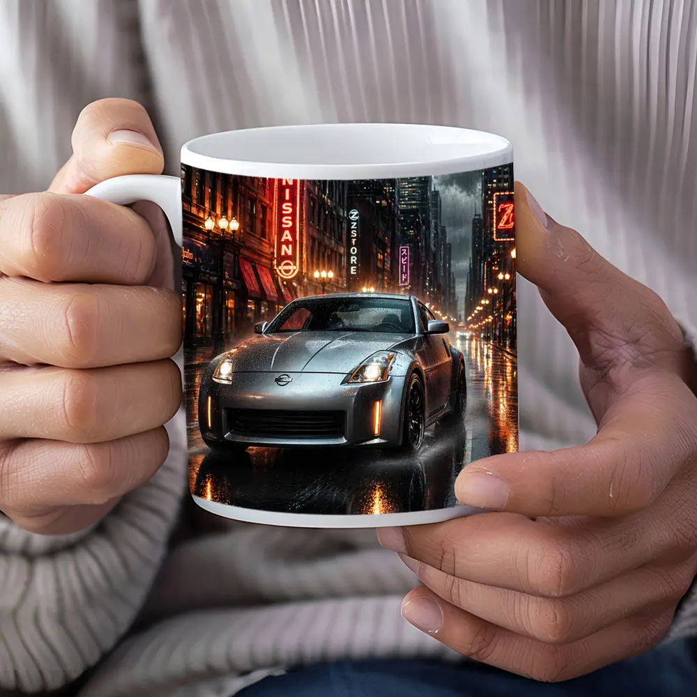 Nissan 350Z Rainy Neon City Night – Mugs