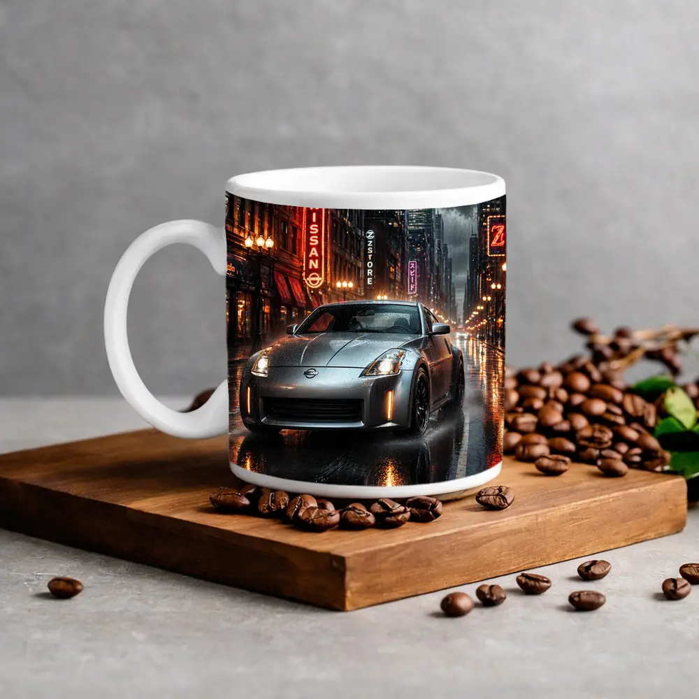 Nissan 350Z Rainy Neon City Night – Mugs