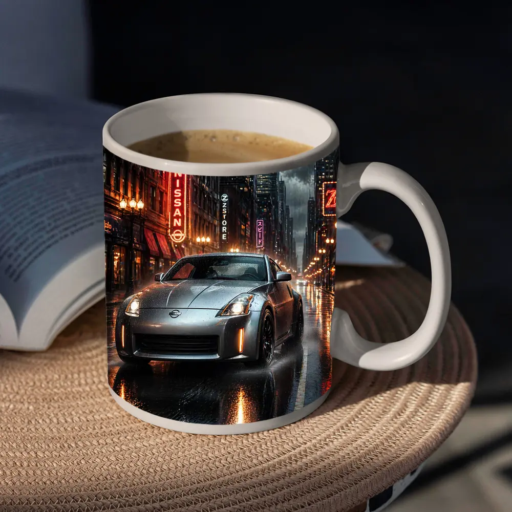 Nissan 350Z Rainy Neon City Night – Mugs