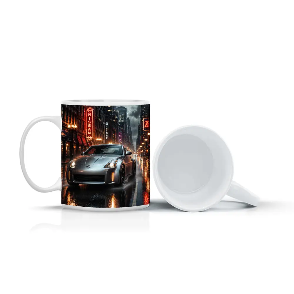 Nissan 350Z Rainy Neon City Night – Mugs