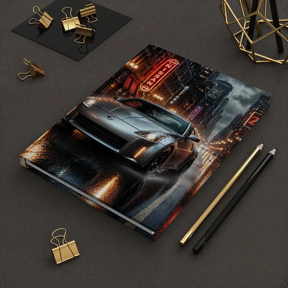 Nissan 350Z Rainy Neon City Night – Notebooks