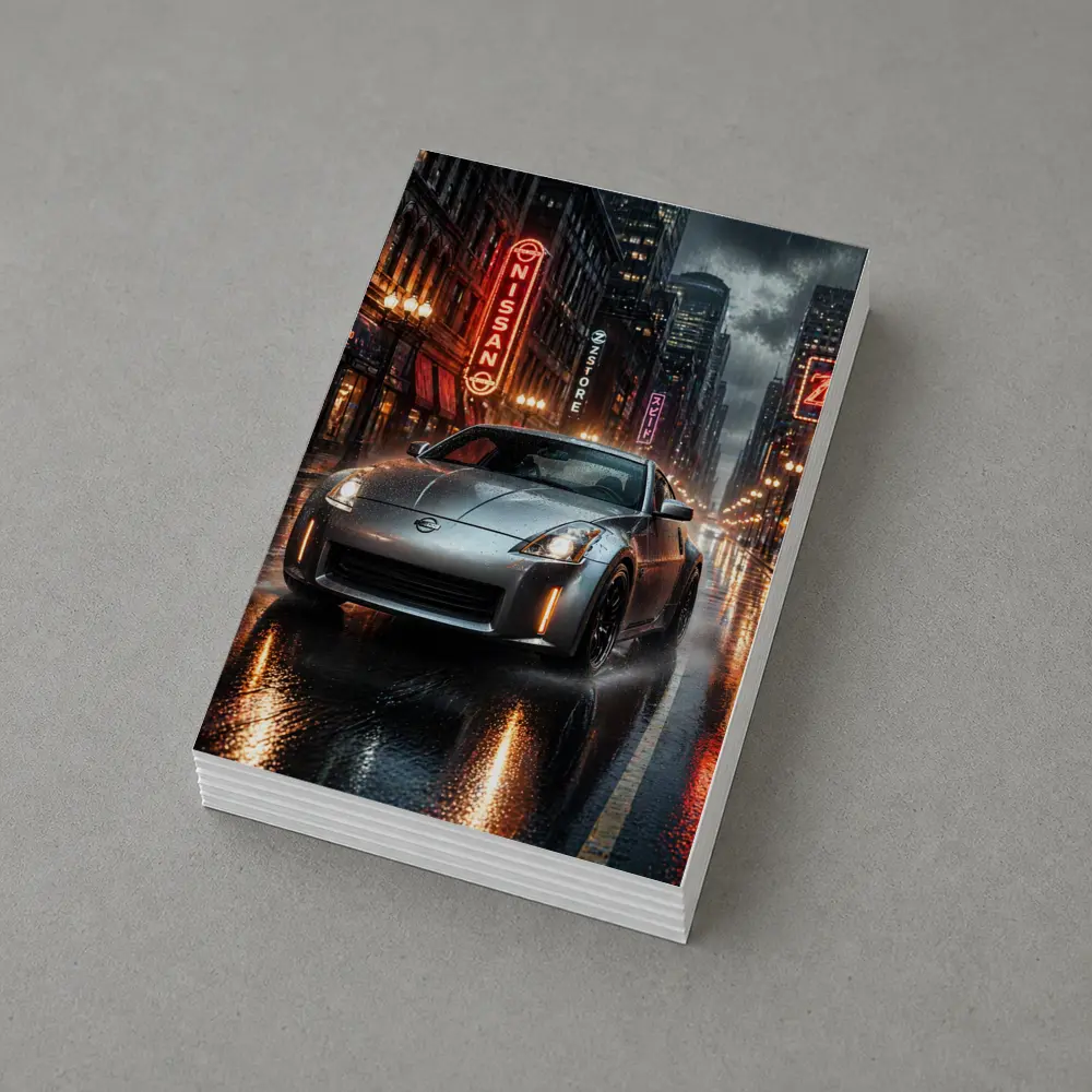Nissan 350Z Rainy Neon City Night – Postcards