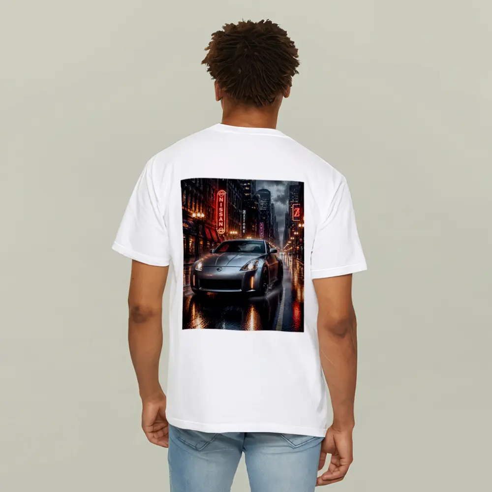 Nissan 350Z Rainy Neon City Night – T-Shirts