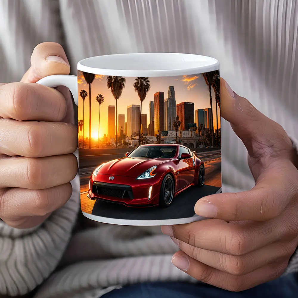 Nissan 370Z Red Los Angeles Sunset Drive – Mugs