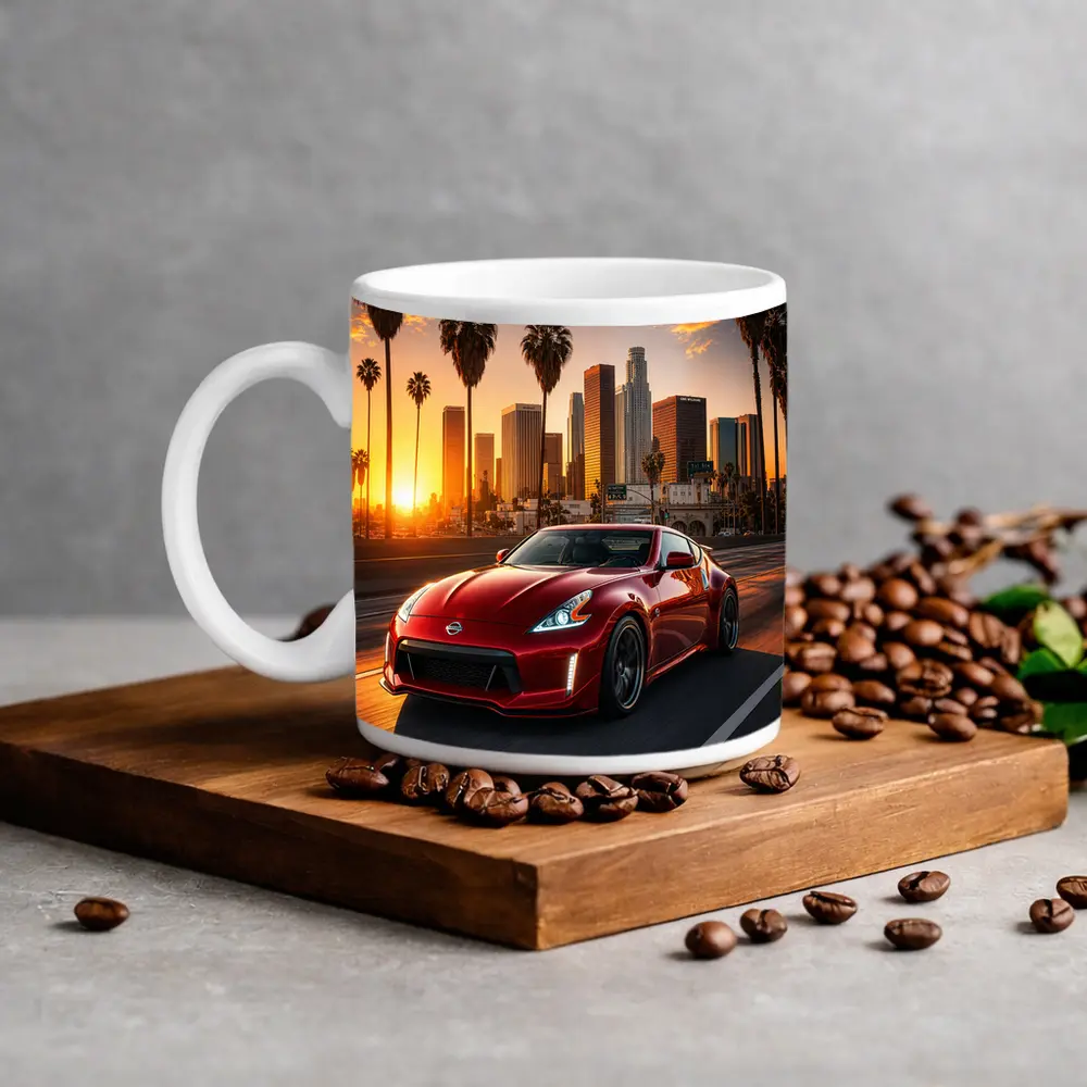 Nissan 370Z Red Los Angeles Sunset Drive – Mugs
