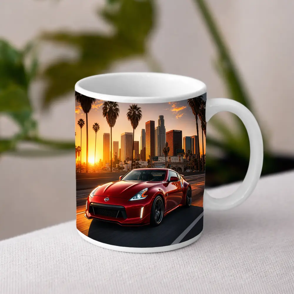 Nissan 370Z Red Los Angeles Sunset Drive – Mugs