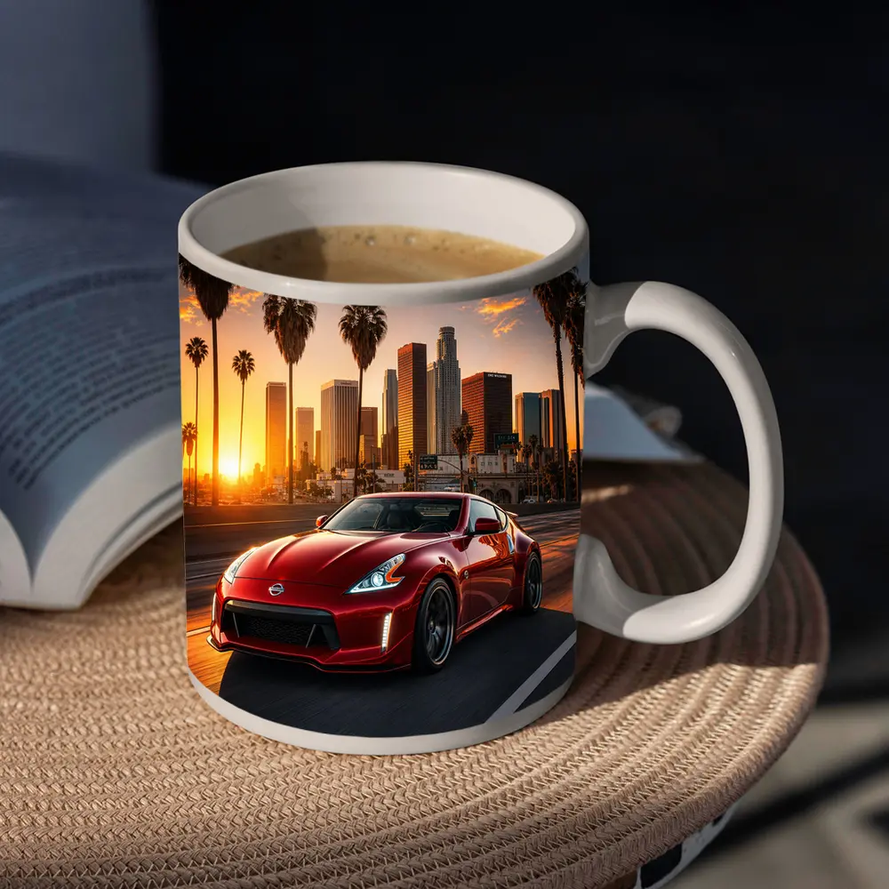 Nissan 370Z Red Los Angeles Sunset Drive – Mugs
