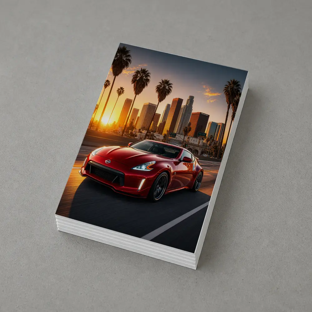 Nissan 370Z Red Los Angeles Sunset Drive – Postcards