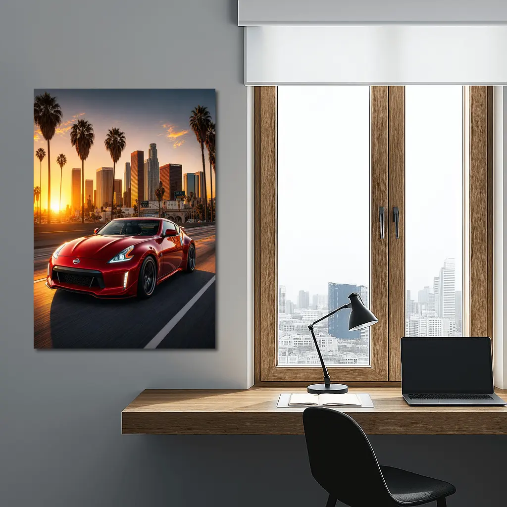 Nissan 370Z Red Los Angeles Sunset Drive – Wall Art