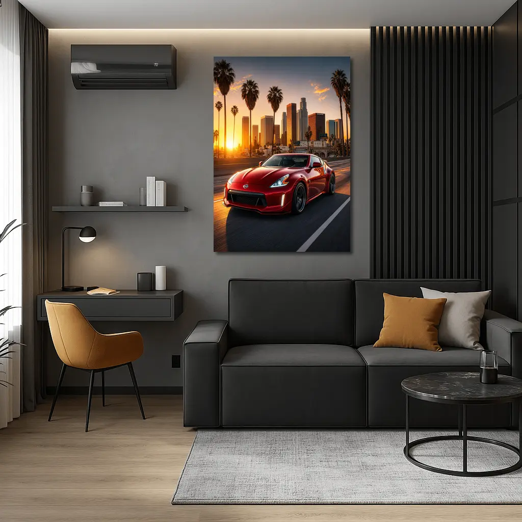 Nissan 370Z Red Los Angeles Sunset Drive – Wall Art