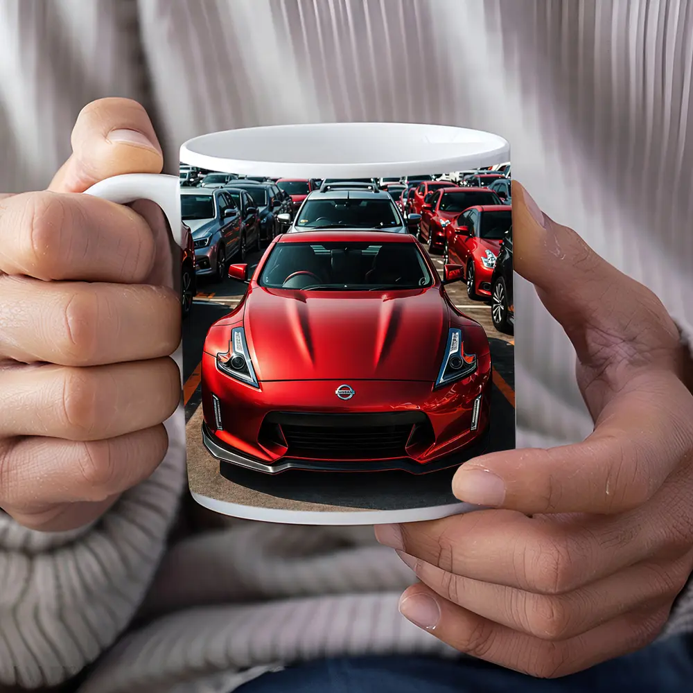 Nissan 370Z Red Sports Car City Parking – Mugs
