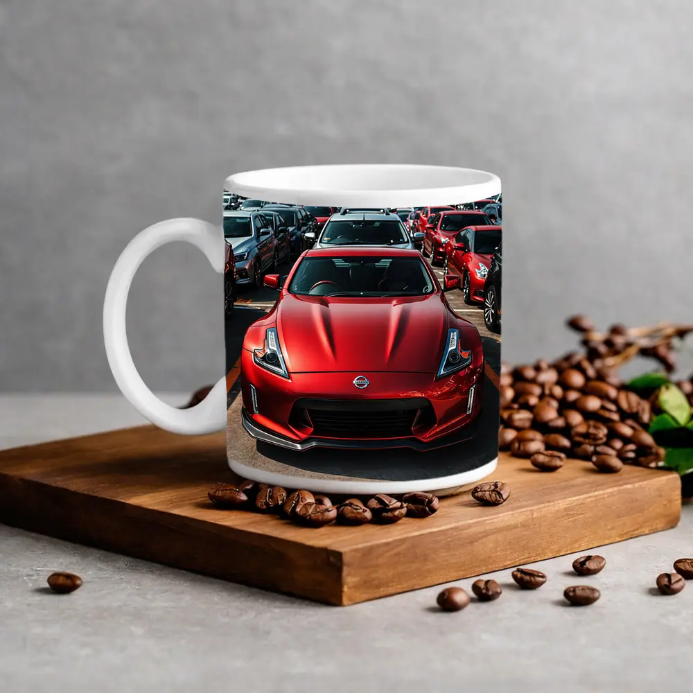 Nissan 370Z Red Sports Car City Parking – Mugs