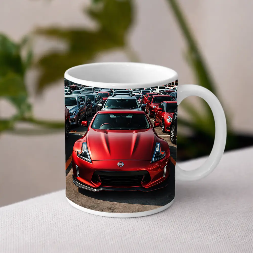 Nissan 370Z Red Sports Car City Parking – Mugs