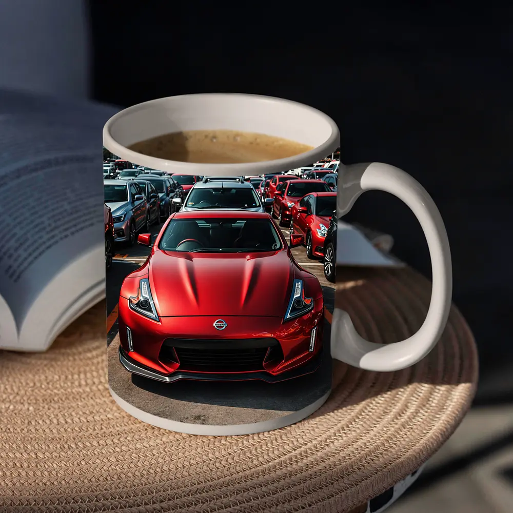 Nissan 370Z Red Sports Car City Parking – Mugs