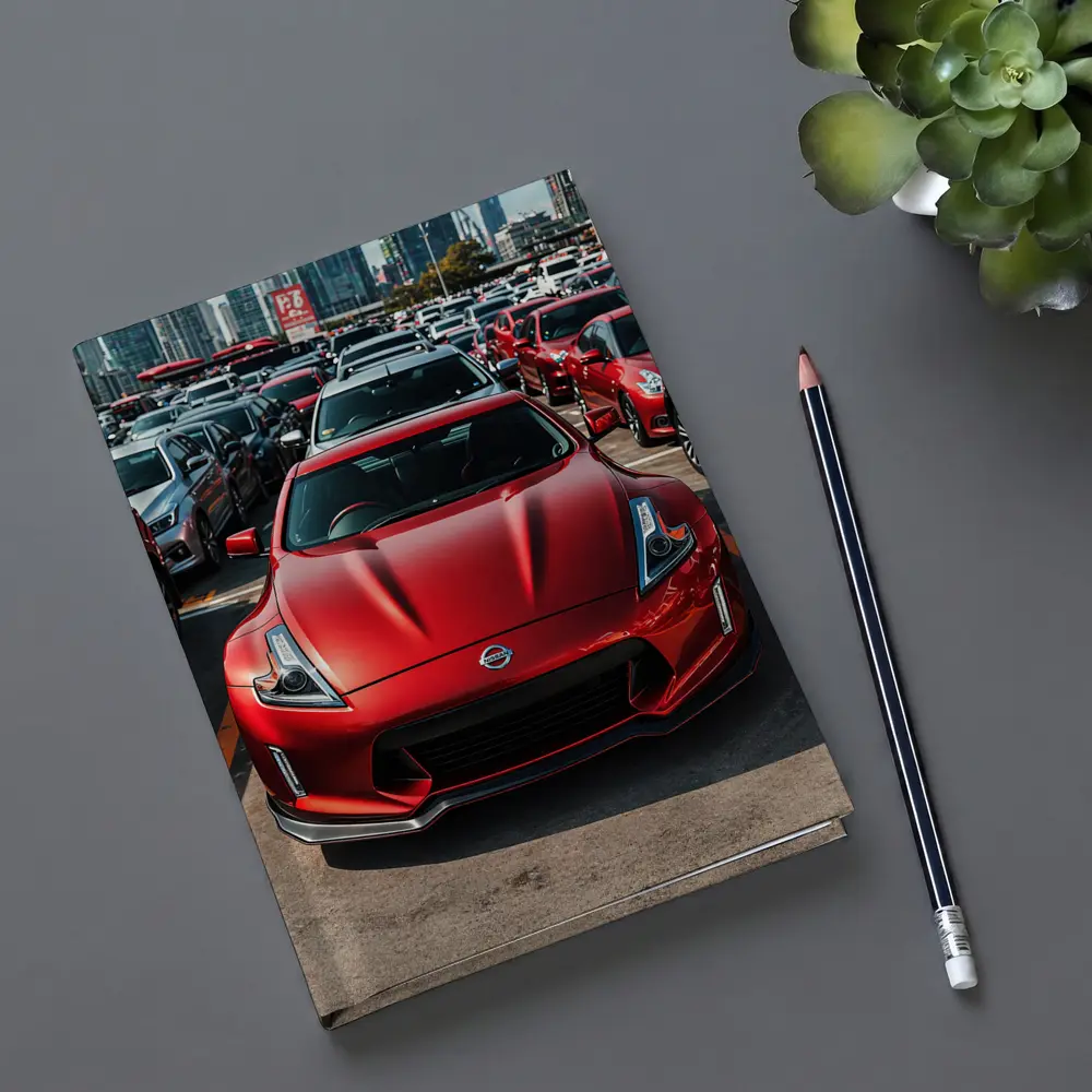 Nissan 370Z Red Sports Car City Parking – Notebooks