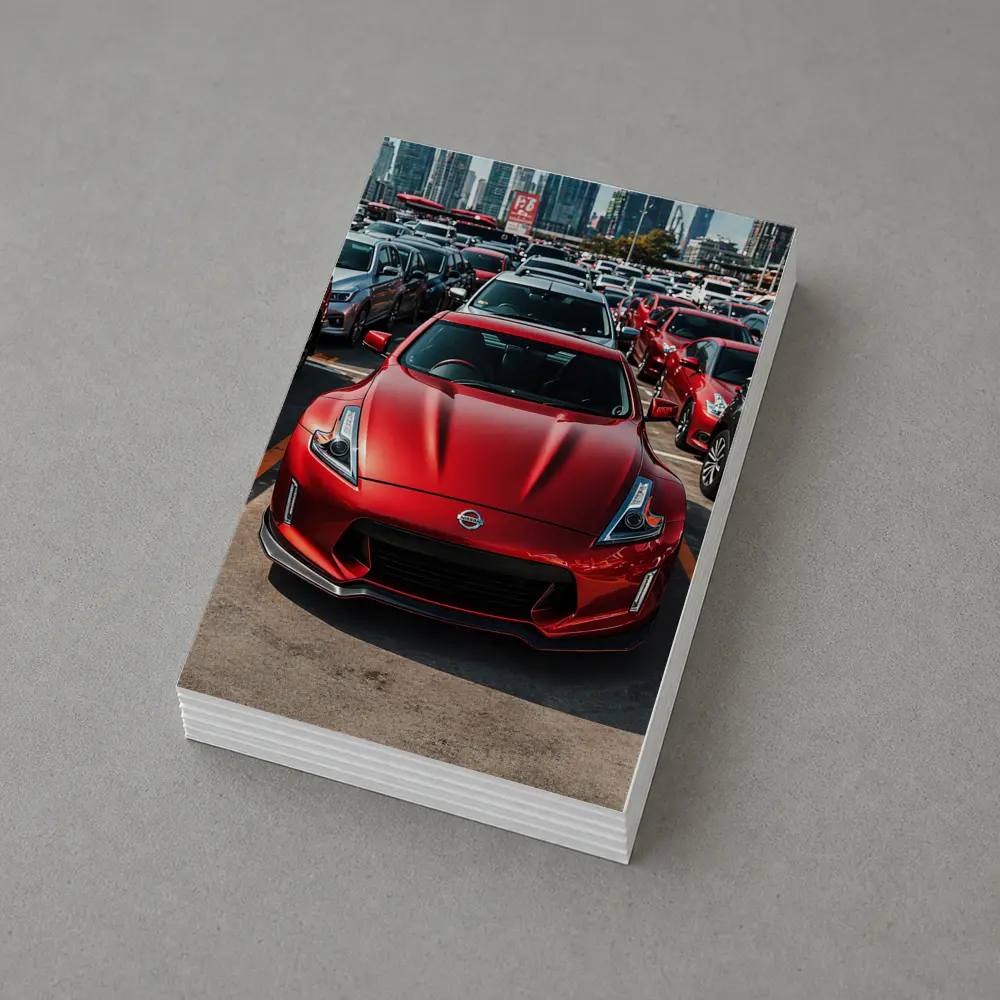Nissan 370Z Red Sports Car City Parking – Postcards