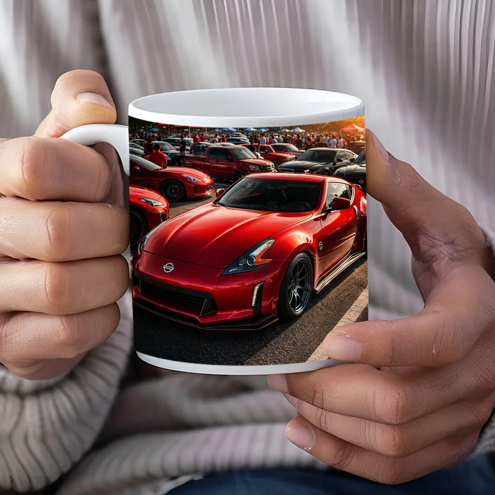 Nissan 370Z Red Car Show Sunset – Mugs