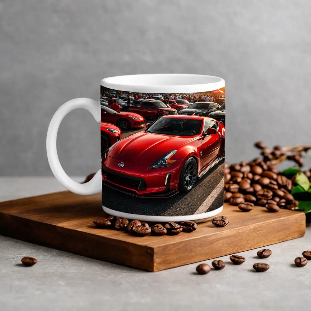 Nissan 370Z Red Car Show Sunset – Mugs