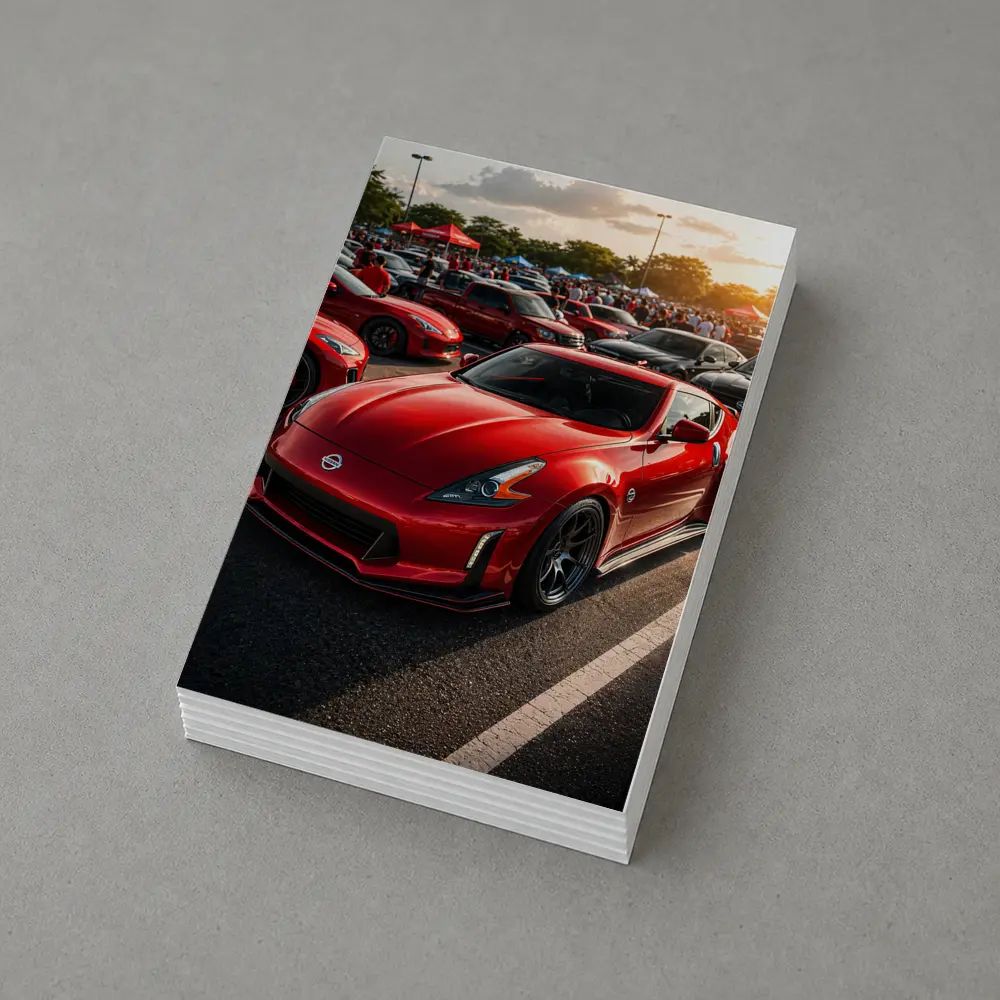 Nissan 370Z Red Car Show Sunset – Postcards