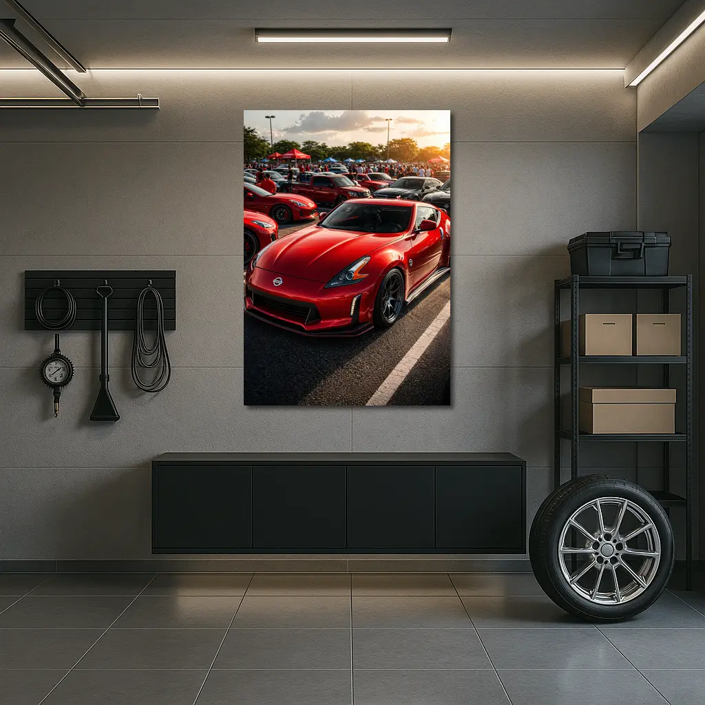 Nissan 370Z Red Car Show Sunset – Wall Art