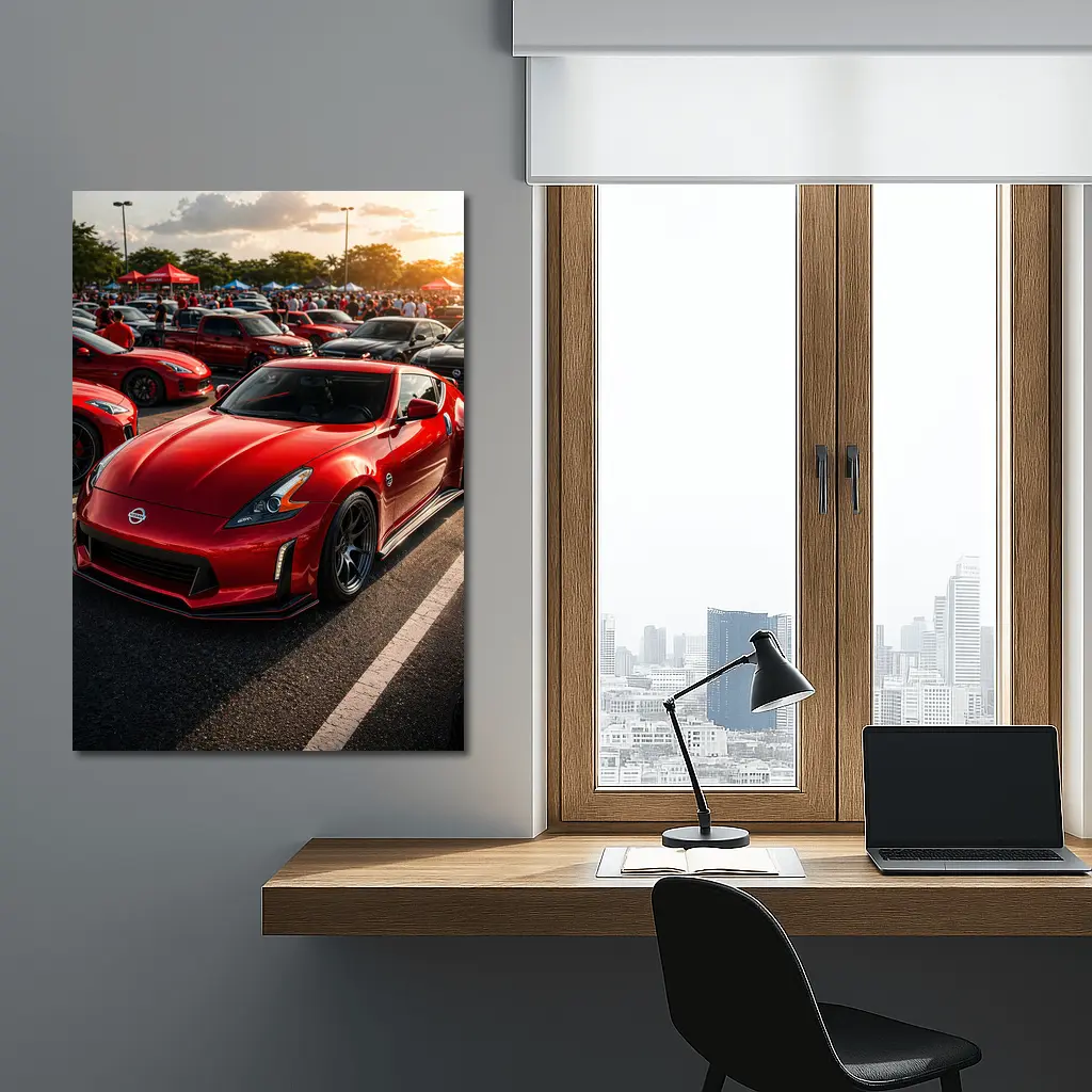 Nissan 370Z Red Car Show Sunset – Wall Art