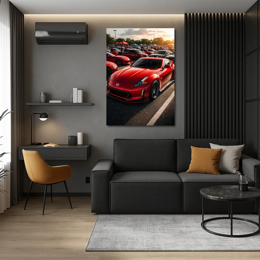 Nissan 370Z Red Car Show Sunset – Wall Art