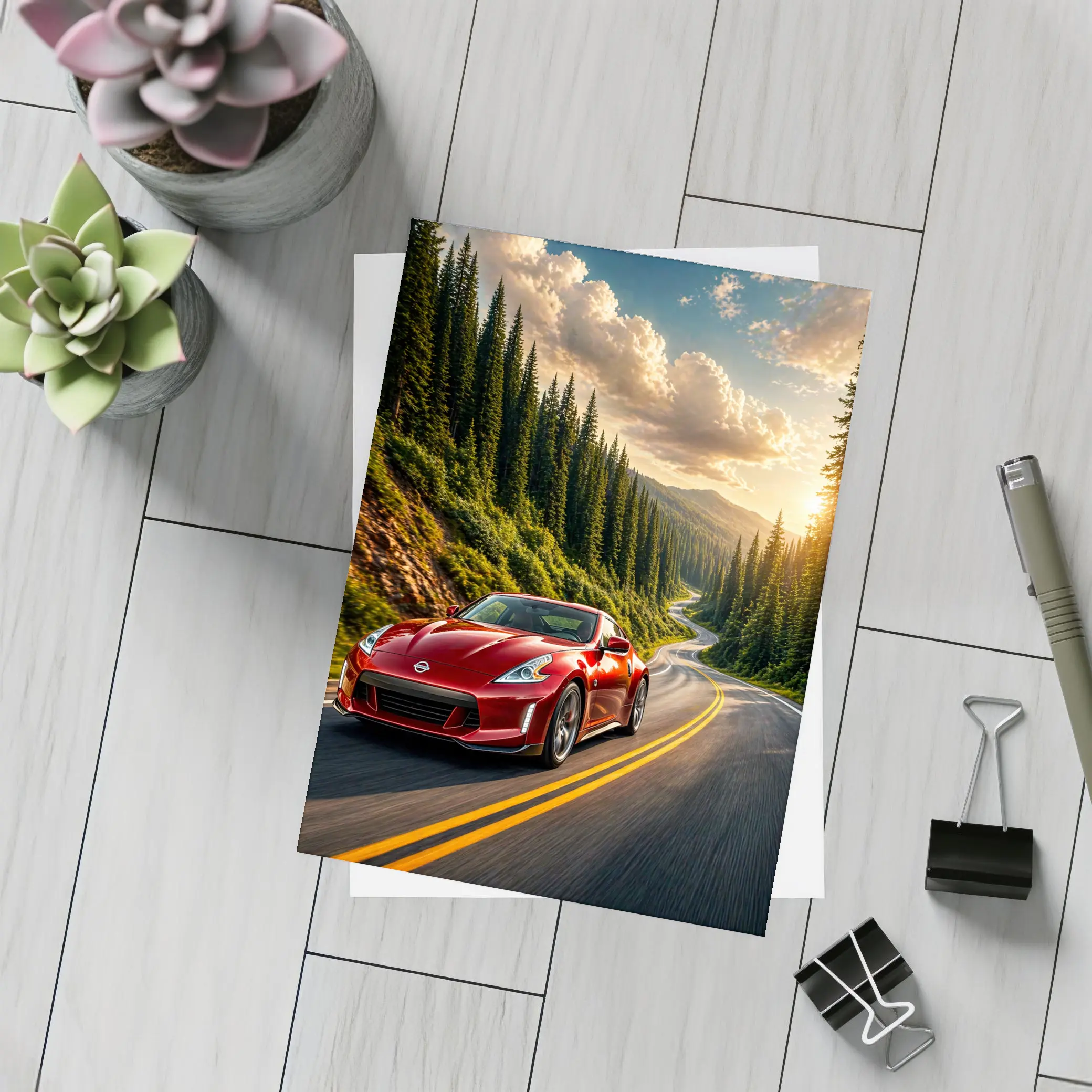 Nissan 370Z Red Mountain Forest Road – Postcards