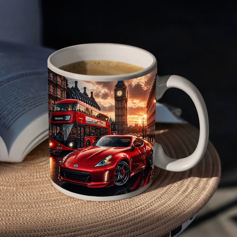 Nissan 370Z Red London Big Ben Street – Mugs