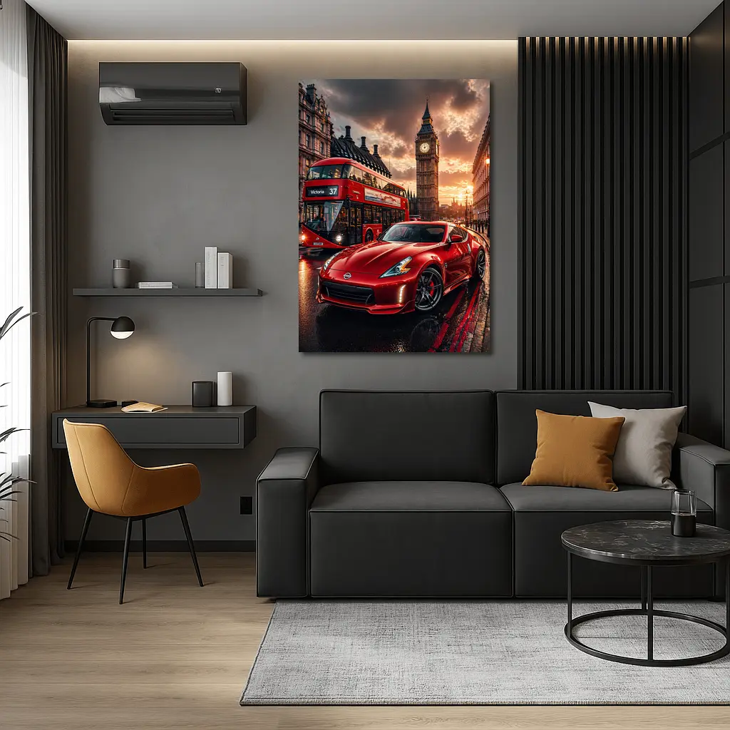 Nissan 370Z Red London Big Ben Street – Wall Art