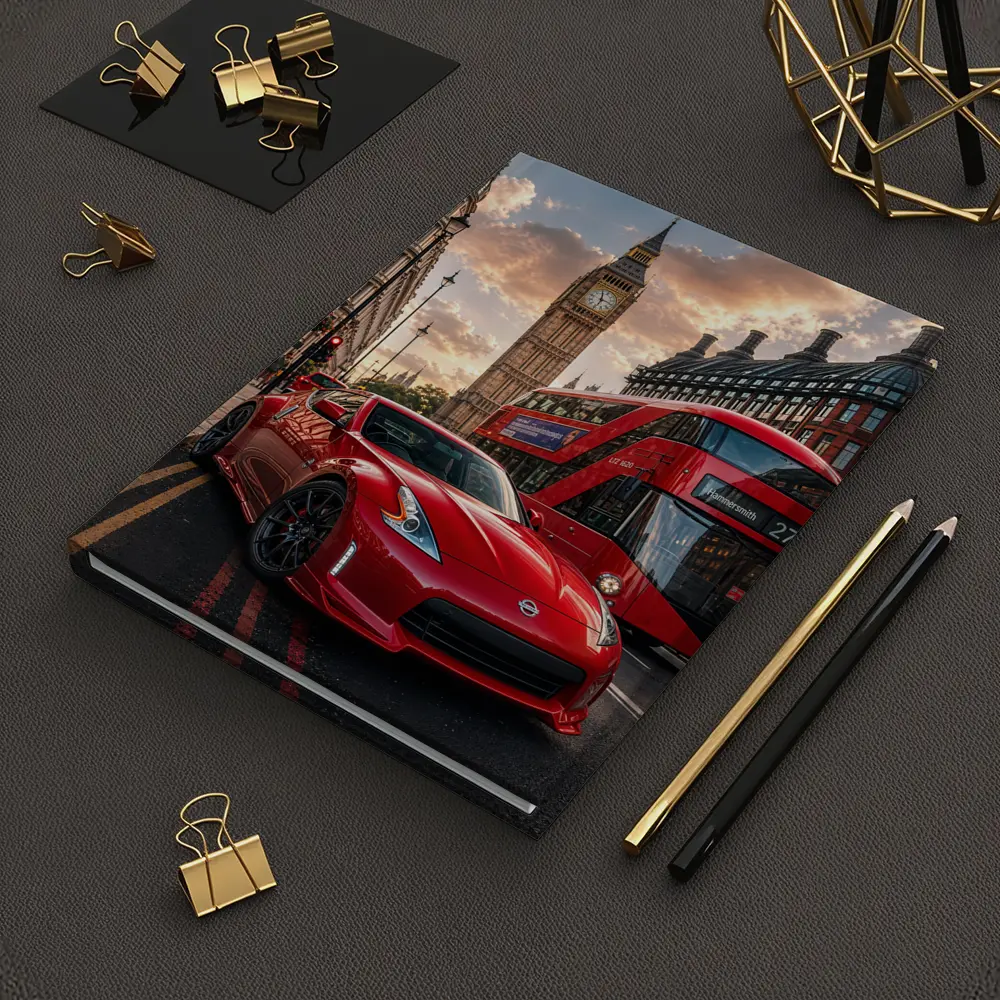 Nissan 370Z Red Sports Car London Street – Notebooks