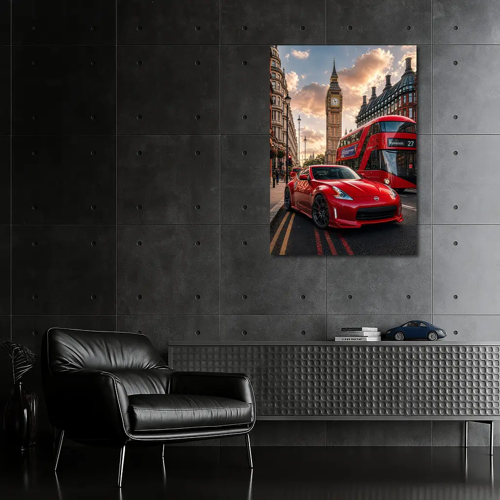 Nissan 370Z Red Sports Car London Street – Wall Art